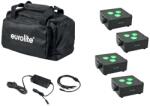 EUROLITE Set 4x AKKU IP Flat Light 3 bk + Charger + Soft-Bag