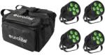 EUROLITE Set 4x LED Silent Par 6 QCL Floor bk + Soft Bag