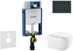 Geberit Kombifix - Előfali szerelő készlet, Gaia WC és softclose ülőke, Sigma30 vezérlőgomb, fényes fekete/matt fekete SANI15CA5119 (SANI15CA5119)