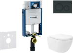 Geberit Kombifix - Előfali szerelő készlet, Oudee Vortex WC és softclose ülőke, Sigma20 vezérlőgomb, fényes fekete/matt fekete SANI15CA5138 (SANI15CA5138)