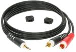 KLOTZ - Y kábel, JACK-RCA 2 m Klotz aranyozott 3, 5 JACK3 - 2xRCA csatlakozók PCU201-Z fekete kábel