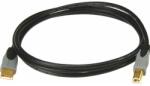 KLOTZ - USB 2.0 kábel, 1, 5 m USB A - USB B aranyozott csatlakozók, 480 Mbit/s, fekete