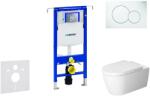 Geberit Duofix - Fali WC modul nyomógombbal Sigma01, alpesi fehér + Duravit ME by Starck - WC és ülőkéje, perem nélküli, SoftClose 111.355. 00.5 NM1 (111.355.00.5 NM1)