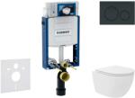 Geberit Kombifix - Előfali szerelő készlet, kompakt WC Oudee Vortex és softclose ülőke, Sigma20 vezérlőgomb, fényes fekete/matt fekete SANI15CA5133 (SANI15CA5133)