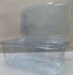  Ételtároló doboz, egybefedeles, újrahasznosított műanyag, szögletes, 1000 ml, 100 db, Party, víztiszta