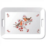 Ambiente Christmas robins white műanyag nagytálca 33x47cm (33918865)