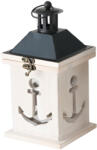 Boltze Home Collections Horgonyos fehér fa lantern lámpás fekete fém tetővel, 12x13x24cm (2034225)
