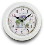 Art-Pol Herbes de Provence levendulás számlapos fehér fém keretes kerek kvarc falióra arab számokkal 30x30x6cm (93343) - perfectodekor - 9 990 Ft