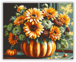  Őszi virágok tök vázában - számfestő készlet