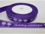  Szatén szalag lila "Boldog Névnapot" 1, 5cm*23m