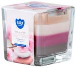 BISPOL Üveg Prizma 80X80 Mm ~32H Spa Garden Háromszínű Illatgyertya