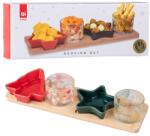  Gyertyatartó Üveg 5Db Készlet 330X60X125Mm Adv. Bambusz Tálcán, Színes, Lábon