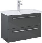 Roca Set mobilier baie (masca si lavoar cu doua sertare) Roca Kwadro Plus 80x38xH53 cm, antracit lucios (glossy anthracite grey) (A852476153)