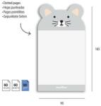 APLI Egérkés öntapadó jegyzettömb, 90×165 mm, 60 lap, APLI Back2Fun, szürke - oneclick