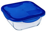 PYREX 203210 Cook & Go szögletes sütőtál, műanyag fedővel 21x21x8cm 1, 9l