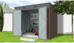 Riwall PRO PRO RMSP 6x8, fém kerti tároló, 183 x240 x180cm, 158 x 114cm-es ajtó, horganyzott acél váz, lapostető, barna (SM-F68K-H158-B) (8595123406997)