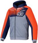 Alpinestars Chrome V2 Sport Hoodie MM93 kollekció motoros pulóver világosszürke-kék-fluo piros