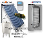 Napcsap 6-10 fő részére hőszivattyúra köthető napkollektor rendszer: 50 vákuumcsöves kollektor + 500 literes 2 extra nagy hőcserélős álló bojler + ECO szivattyú állomás + vezérlés + tágulási tartály (SZETT_6-