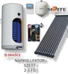 Napcsap 2-3 fő részére napkollektor rendszer 10 csöves vákuumcsöves napkollektor, 100 literes hőcserélős tároló, ECO szivattyú állomás, vezérlés, tágulási tartály (SZETT_2-3_10VCS100_ECO)