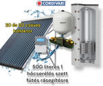 Cordivari Napkollektor rendszer Cordivari 500 literes 1 hőcserélős puffer fűtés rásegítésre: 50 csöves kollektor + 1 hőcserélős puffertároló + nagyteljesítményű szivattyú állomás + vezérlés + tágulási tartály (