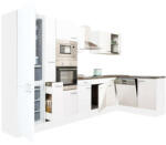 Leziter Yorki 370 sarok konyhablokk fehér korpusz, selyemfényű fehér fronttal alulagyasztós hűtős szekrénnyel (LS370FHFH-AF)