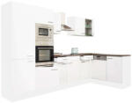 Leziter Yorki 340 sarok konyhablokk fehér korpusz, selyemfényű fehér fronttal polcos szekrénnyel (LS340FHFH-PSZ)
