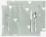 Goldea suporturi farfurii 100% bumbac - inimioare pe verde salvie - 2 buc 30 x 40 cm Fata de masa