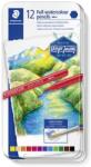 STAEDTLER Akvarell ceruza készlet, hatszögletű, fémdobozos, STAEDTLER® 146 10G , 12 különböző szín (14610G M12)