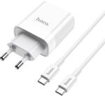 hoco. Incarcator alimentator smartphone HOCO C80A, cablu USB-C la USB-C inclus, 20W, alb