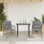 vidaXL Set bistro cu perne, 3 piese, bej combinat, poliratan (3212152)