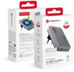 Forcell F-ENERGY GaN VT-47 Ultra Slim utazó töltő 2 x Type C + USB A PD QC4.0 4A 65W szürke