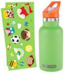 Skip Hop SKIP HOP Rozsdamentes acél kulacs szívószálas ivócsővel és matricákkal, zöld, 380 ml, 4év+