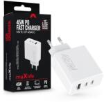 Maxlife MXTC-07-45ACC PD+QC 45W hálózati gyorstöltő adapter 2xType-C + USB - fehér - coolmobile