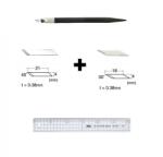 NT Cutter Set Cutter/cutit de precizie / hobby + 80 lame schimb - varf 30/45°+rigla profesionala 30cm NT Cutter (D-400P+BDA-200P+BDC-200P+CS-301)