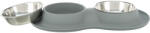TRIXIE tál szett, szilikon/rozsdamentes acél 2x0, 4l, szürke (24983)