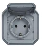 Legrand Plexo55 162 dugalj földelt csapófedéllel szürke IP55 falonkívüli csavaros LEGRAND - 069733L (069733L)