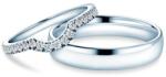 SAVICKI Verighete This Is Love: aur alb, diamante de laborator, semicirculare, 2 mm și 3 mm