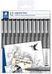 STAEDTLER Tusfilc készlet, 12 különböző vonalvastagság, STAEDTLER "Pigment Liner 308", fekete (TS3089TB12) - fiorex