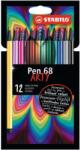 STABILO Rostirón készlet, 1 mm, STABILO "Pen 68 ARTY", 12 különböző szín (TST68121)
