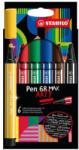 STABILO Rostirón készlet, 1-5 mm, vágott hegy, STABILO "Pen 68 MAX", 6 különböző szín (TST7680621)