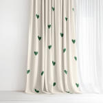 Goldea pamut drapéria - szívecskék, elefántcsont színű alapon 280x150 cm