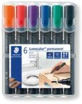 STAEDTLER Alkoholos marker készlet, 2 mm, kúpos, STAEDTLER Lumocolor® 352 , 6 különböző szín (352 WP6) - tabexpress
