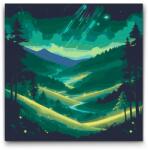  Festés számok szerint - Élénk éjszakai táj 2 Méret: 50x50cm, Keretezés: Kerek keret