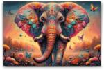  Gyémántszemes kirakó - Színes elefánt és pillangók Méret: 40x60cm, Keretezés: Keret nélkül (csak a vászon), Gyémántok: Kerek