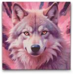  Gyémántszemes kirakó - Farkas rózsaszín árnyalatokban Méret: 50x50cm, Keretezés: Keret nélkül (csak a vászon), Gyémántok: Kerek