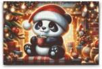  Gyémántszemes kirakó - Karácsonyi panda és egy csésze kávé Méret: 40x60cm, Keretezés: Kartonlemezen, Gyémántok: Négyzet alakú