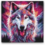  Festés számok szerint - Színes farkas Méret: 50x50cm, Keretezés: Keret nélkül (csak a vászon)