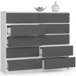 AKORD CLP 10-fiókos Komód Laminált Fehér-Szürke (KOM-140SZ10-BIASZA)