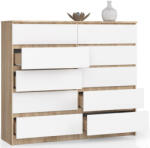 AKORD CLP Sonoma Tölgy Fehér 10 Fiókos Komód (OP0LK-1DABBIA007)