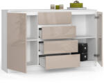 AKORD CLP K160 Komód Cappuccino Magasfényű MDF 2 Ajtós 4 Fiókos (OP0LK-1-001CAP)